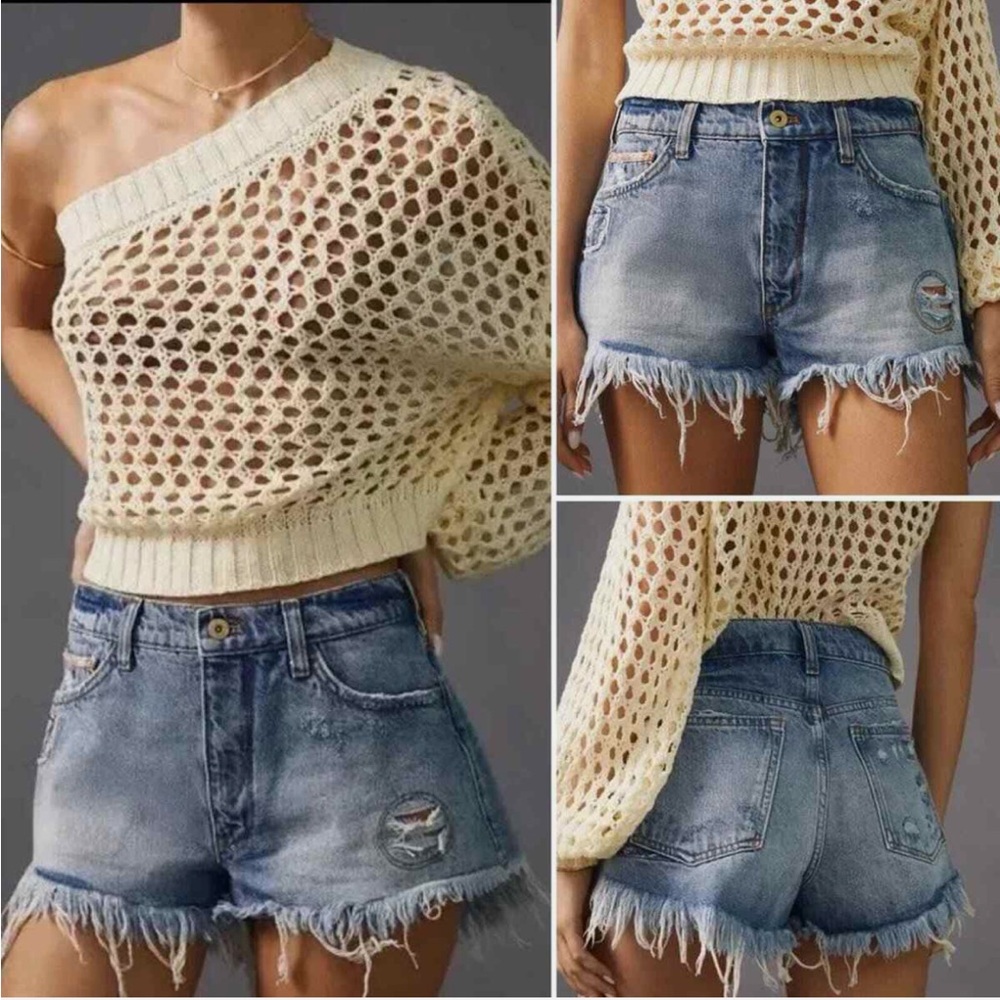 Anthropologie Pilcro Indigo Little Shortie denim Shorts Patchwork 31